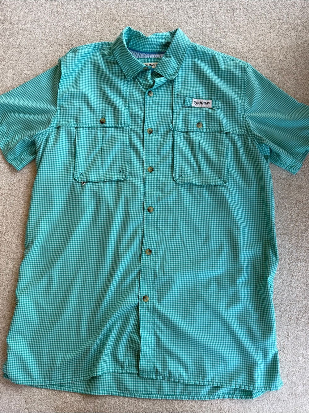 Magellan Outdoors Men’s M Teal Short-Sleeve Fishing Vented Shirt